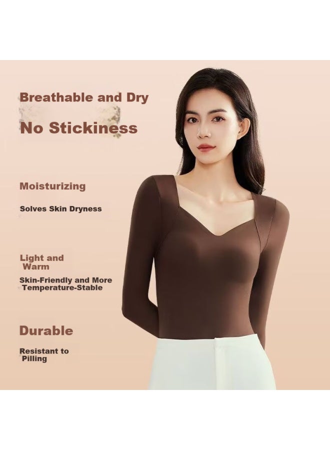Kj Women's Autumn Thermal Top Naked Cloud Skin Base Shirt Seamless Long Sleeve Autumn Winter Slim Fit Outerwear With Chest Pad - Image 3