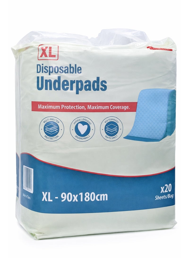 NIMED XL Underpads 90×180cm – Disposable Mattress Protection Pads (20 Count) - Image 1