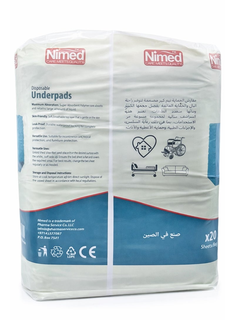 NIMED XL Underpads 90×180cm – Disposable Mattress Protection Pads (20 Count) - Image 2