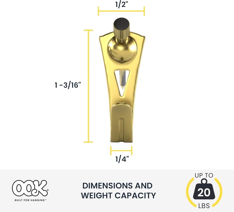 OOK 50615 Padded Pro Hangers - Brass, Supports Up to 20 Pounds, 15 Sets in Tidy Tin - Image 2