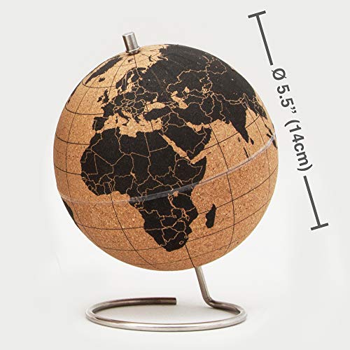 Suck UK | Cork Globe | World Map Pin Board | Cork Board World Globe Decor | Travel Map With Pins | Globes Of The World With Stand | Travel Decor & Office Desk Decor | Travel Gifts | Black Mini - Image 3