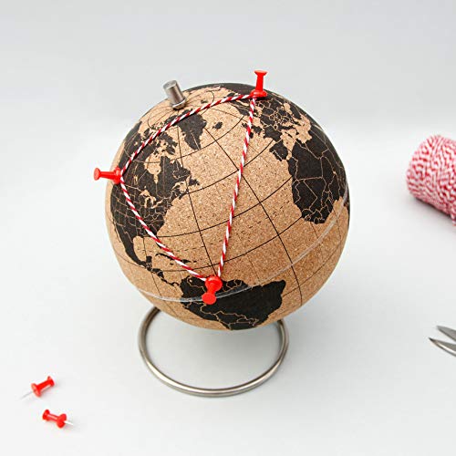 Suck UK | Cork Globe | World Map Pin Board | Cork Board World Globe Decor | Travel Map With Pins | Globes Of The World With Stand | Travel Decor & Office Desk Decor | Travel Gifts | Black Mini - Image 4