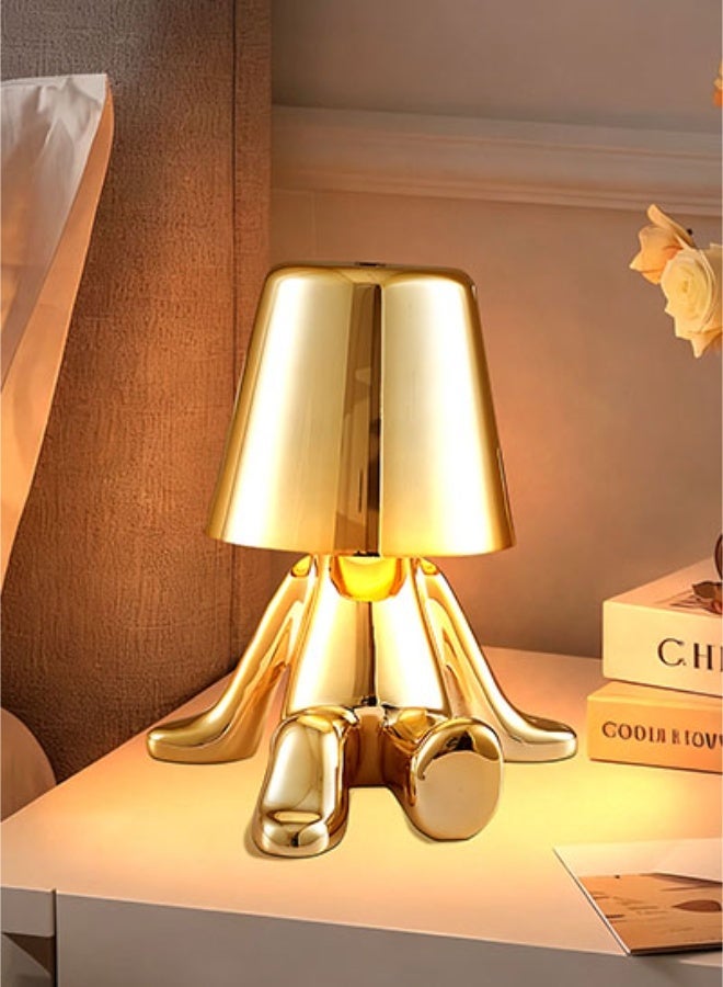 Little Golden Man Cartoon Desk Lamp,Bedside Touch LED Table Lamp,3 Brightness Types,Touch Switch,Ldeal For Use Living Rooms, Bedrooms, And Offices,  Stylish Art Decor for Living Room, Bedroom, and Study - Image 1