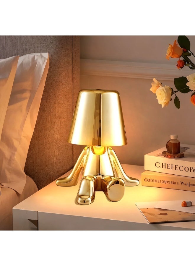 Little Golden Man Cartoon Desk Lamp,Bedside Touch LED Table Lamp,3 Brightness Types,Touch Switch,Ldeal For Use Living Rooms, Bedrooms, And Offices,  Stylish Art Decor for Living Room, Bedroom, and Study - Image 3