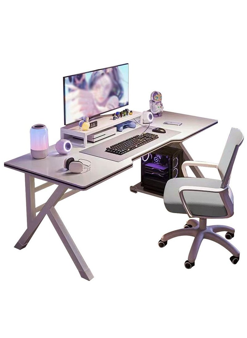 Arabest Simple White Computer Desk, Home Desktop Live Streaming Esports Desk, Office Desk Study desk （120*60*75cm）  - Image 1
