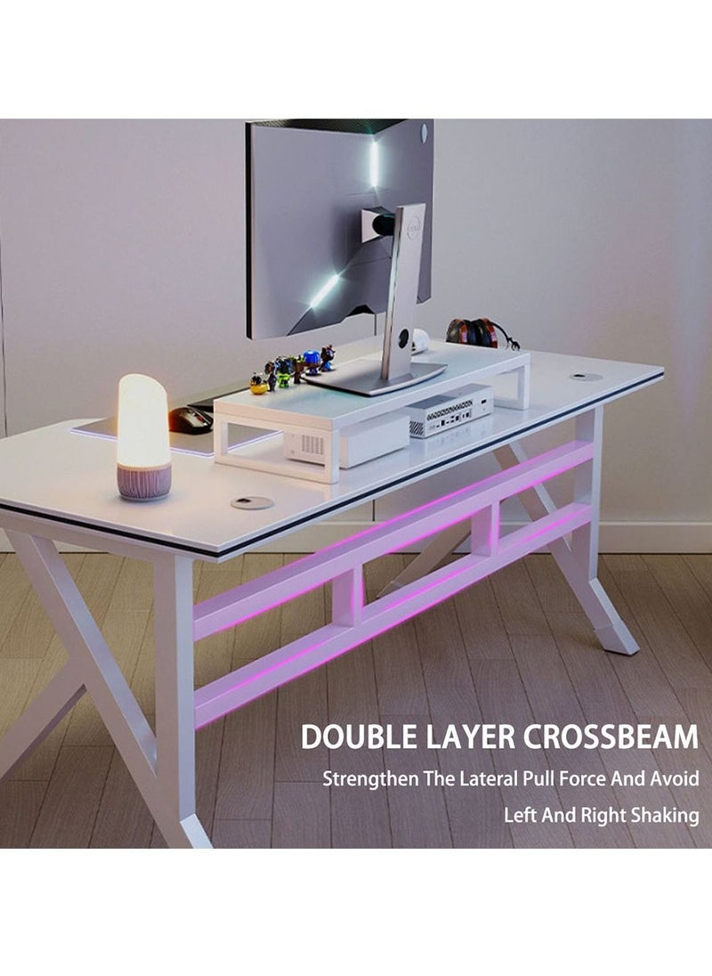 Arabest Simple White Computer Desk, Home Desktop Live Streaming Esports Desk, Office Desk Study desk （120*60*75cm）  - Image 4