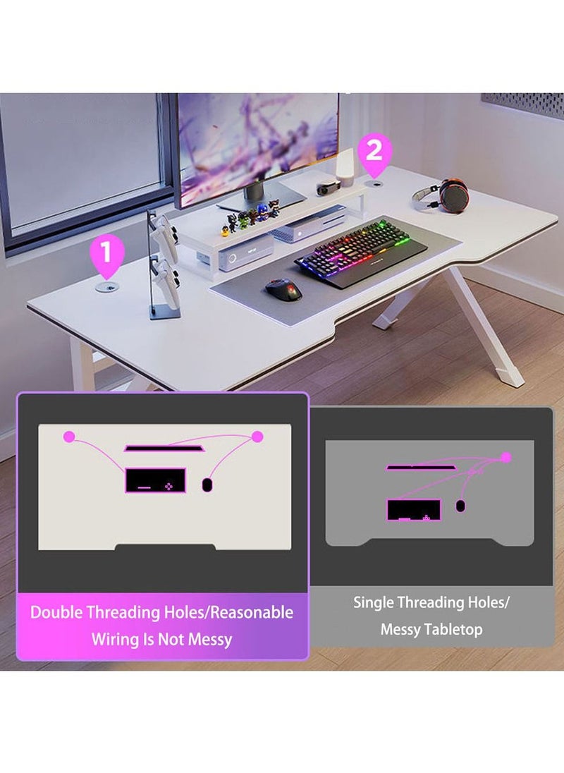 Arabest Simple White Computer Desk, Home Desktop Live Streaming Esports Desk, Office Desk Study desk （120*60*75cm）  - Image 3