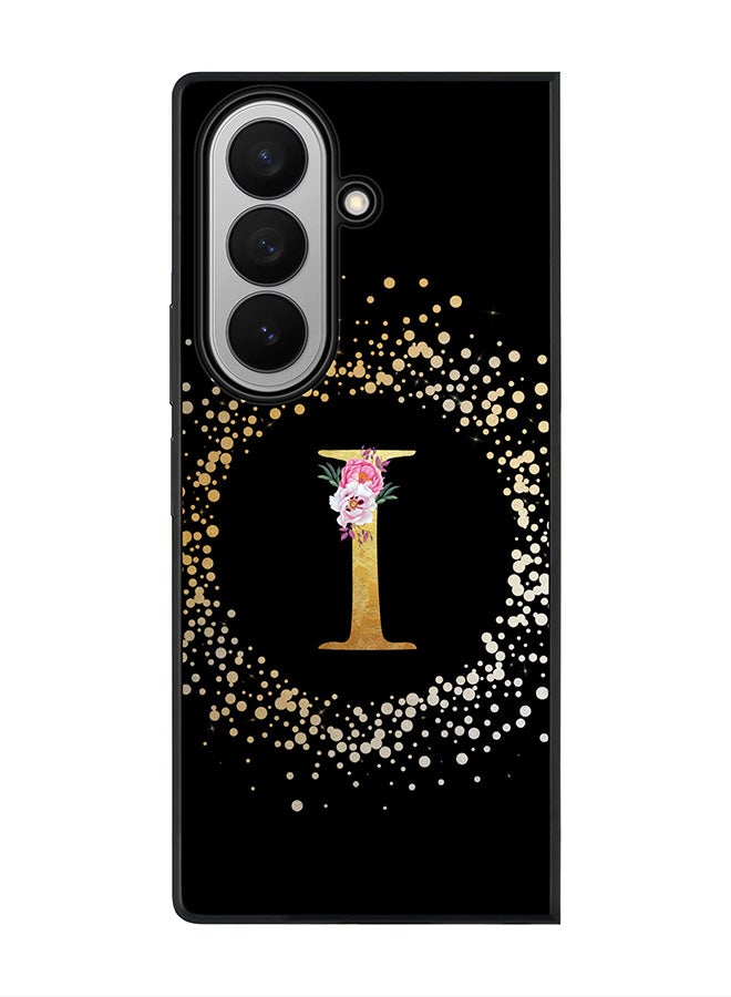 Stylizedd For Samsung Galaxy Z Fold7 Case,Slim fit Camera Protection, Shockproof Thin Phone cover  - Custom Monogram Floral - I ( Black )