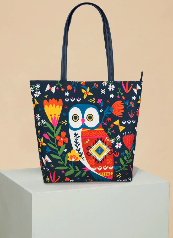 تشومباك Teal By Chumbak Killim Owl Tote Bag