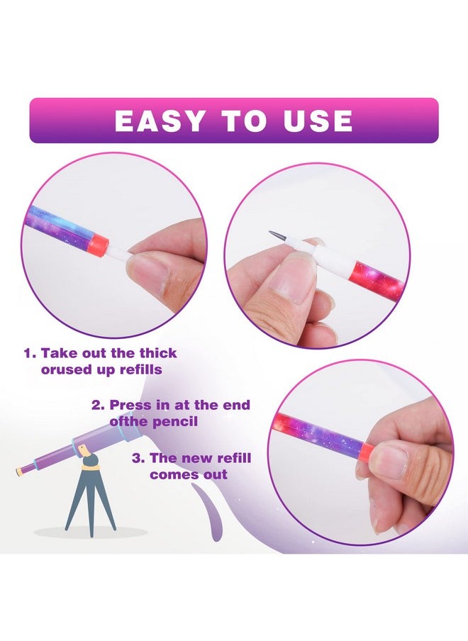 Kolewo4ever - Galaxy Stackable Pencil Outer Space Multi Point Pencils Non Sharpening Pop Up Pencil With Matching Eraser Teacher Supplies For Classrooms, Student Reward, Galaxy Party Favors - Image 1