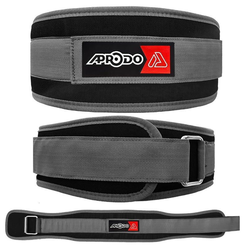 Aprodo Multipurpose Weight Lifting Belt for Back Support Comfortable & Durable for Powerlifting, Weightlifting, Gym, Workout - 100% Nylon, (4 Inch Wide) for Men and Women (Grey, Medium 32'' - 36'') - Image 4