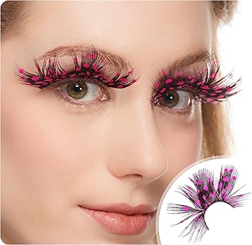 Dorisue Feather Eyelashes Pink Eyelashes With Peacock Butterfly Long Halloween Eyelashes Custome Barbie - Image 2