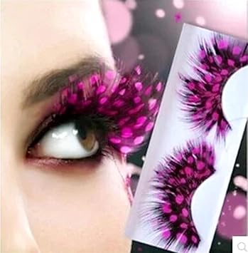 Dorisue Feather Eyelashes Pink Eyelashes With Peacock Butterfly Long Halloween Eyelashes Custome Barbie - Image 1