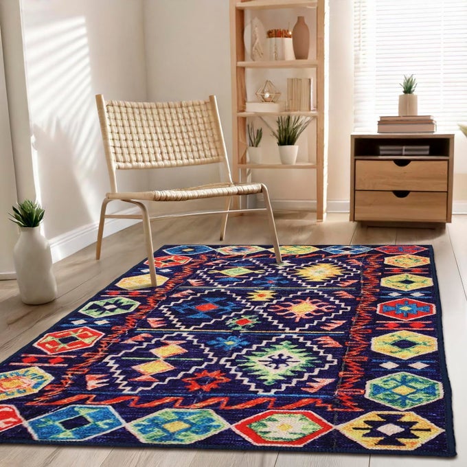 RUGS FOR LIVING ROOM|(SIZE) PRINTED CARPET FOR LIVING ROOM DECOR|ANTI SKID BACKING HOME ESSENTIALS| BOHO RUGS FOR LIVING ROOM (VINTAGE 407), POLYESTER, MULTICOLOR, RECTANGULAR
