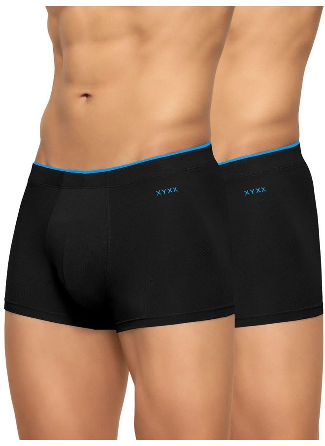XYXX XYXX Men's Underwear Uno IntelliSoft Antimicrobial Micro Modal Trunk Pack of 2 (Black ; Black; L)  - Image 1