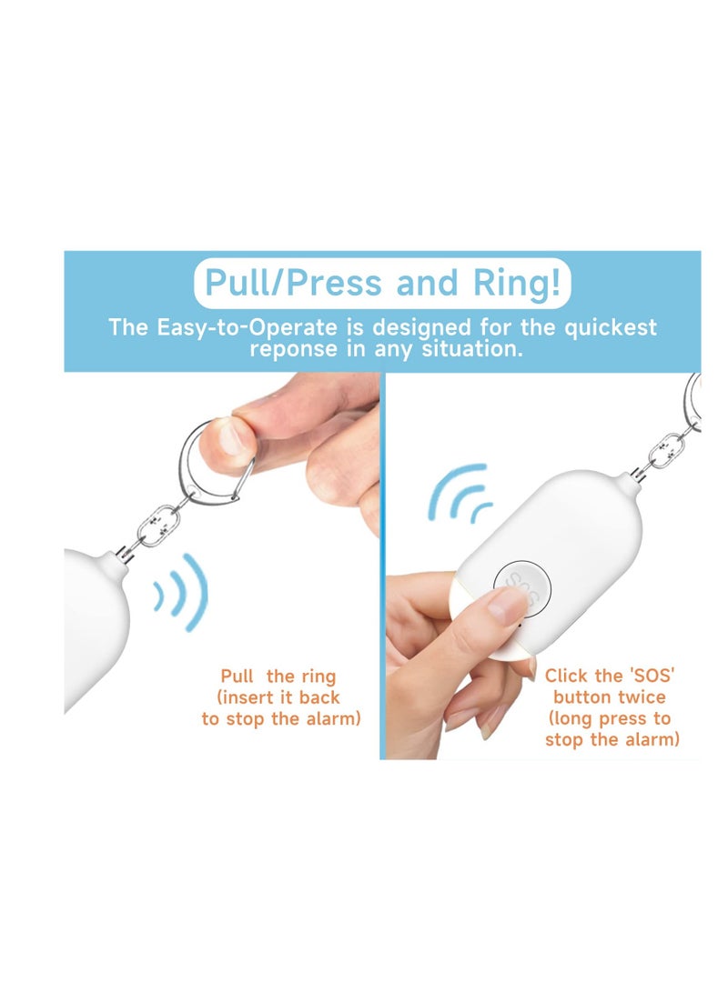 Excefore 130dB Personal Safety Alarm with LED Light - Waterproof Keychain Personal Alarm for Women, Powerful Personal Safety Device, Emergency Security Safe Devices Key Chain Alarms for Kids Elderly  - Image 3