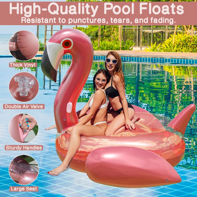 JAMBO Huge 78 x 70 Flamingo Ride On, Flamingo Pool Float, Giant Flamingo Float for Adults & Kids, Big Flamingo Raft, Flamingo Pool Party Accessory, Large Flamingo Pool Toy, Pink Flamingo Floatie - Image 5