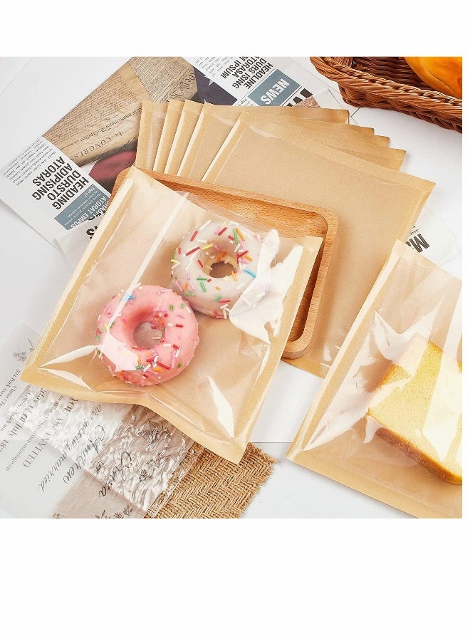 Heat-Sealable Bakery Bags, for Cookies and Pastries, 7.1x7.5 Inches Grease Resistant Brown Kraft Paper Food Bags - Donut Bags - Egg Sandwich Bags 100ct - Image 2