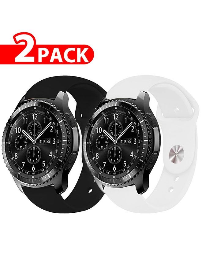 CATANES 2 Pack For 22mm Silicon Watchband Compatible With Samsung Gear S3 Huawei GT/GT2/GT2 Pro Black/White - Image 1