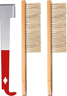 Mudder Mudder Bee Hive Tool Stainless Steel J Hook Frame Lifter and Scraper, 2 Pieces Beehive Brushes Beekeeping Tools for  - Image 1