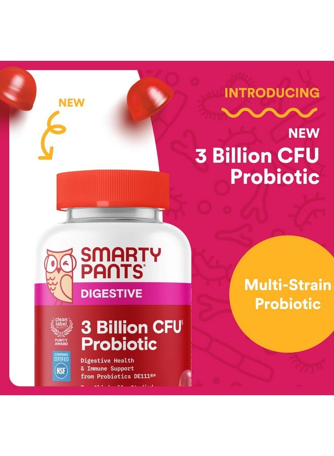 SmartyPants Adult Probiotic Gummies for Digestive Health: 3 Billion CFU, Gut Health and Immune Support Supplement, Clinically Studied Probiotic, Gluten Free, Strawberry, 30 Count (30 Day Supply) - Image 2