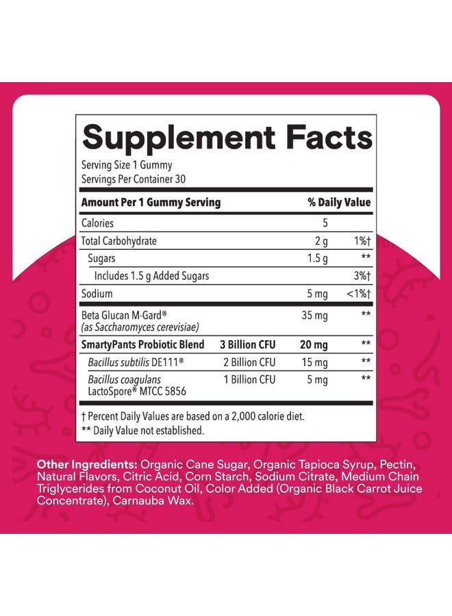 SmartyPants Adult Probiotic Gummies for Digestive Health: 3 Billion CFU, Gut Health and Immune Support Supplement, Clinically Studied Probiotic, Gluten Free, Strawberry, 30 Count (30 Day Supply) - Image 3
