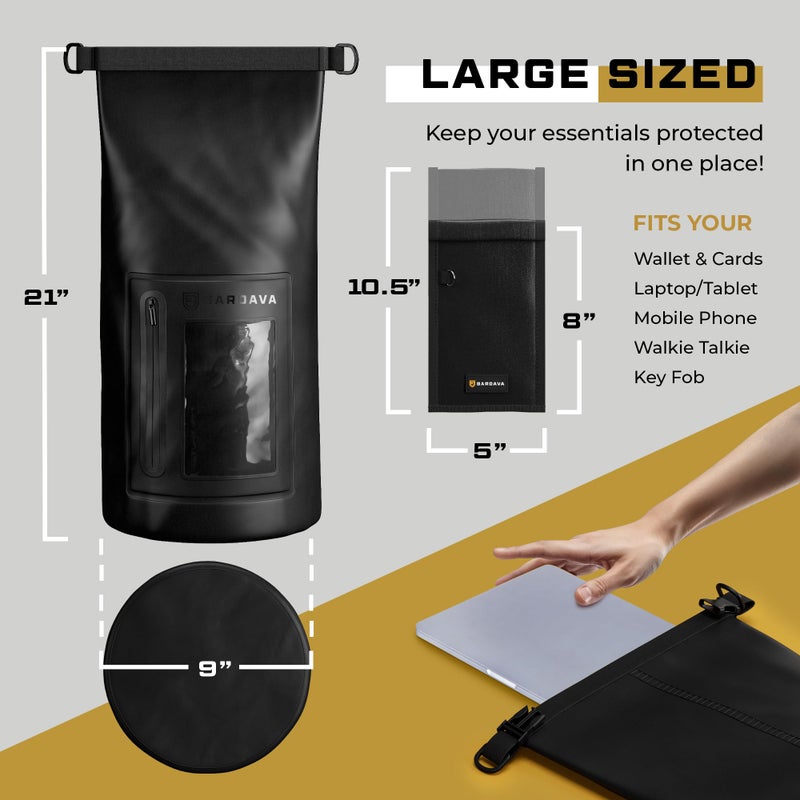 Gardava Faraday Bag, Military Grade Shield Bag, Waterproof EMP Cage, Dry Bag for Laptops & Phones, Go Dark Large Faraday Bags - Image 3