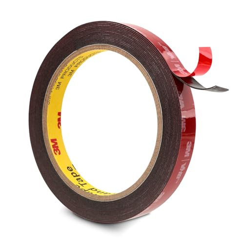 Bulina 3M Double Sided Tape VHB 0.5" x 15.4 Ft 5925, Heavy Duty Mounting Tape, Foam Tape Strong Adhesive for Automotive Emblem Trim Décor Dashboard Home Office Logos Indoor Outdoor, Black, 0.025in Thick - Image 1