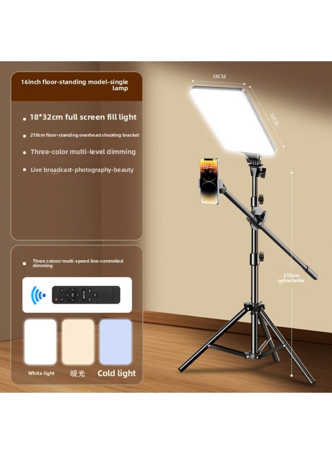 Generic 28 Inch Professional Live Fill Light Anchor LED Photography Square Flat Light Studio Photo Indoor Portrait Beauty-Specifications:【98000lm◆Exclusive Version Brightening 60%] + Floor-standing Overhead Shooting Bracket  - Image 1