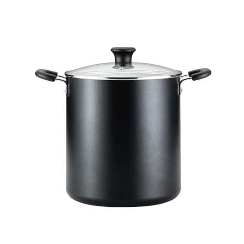 Tfal Specialty Nonstick Stockpot With Lid 12 Quart Oven Broiler Safe 350F StayCool Handles Kitchen Cookware Pots and Pans Stock Pot Soup Pot Cooking Pot Dishwasher Safe Black