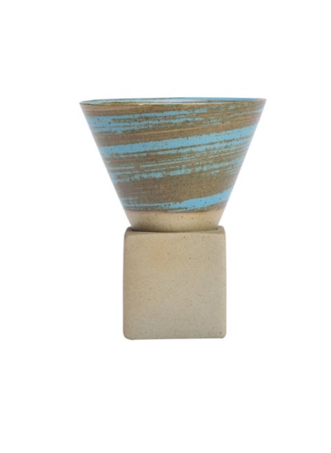Ceramic Coarse Pottery Coffee Mug with Base, Porcelain Coffee Cup,Ceramic Tea Cup Mug for Coffee Matcha Tea Latte Yogurt, for Home Party,Blue