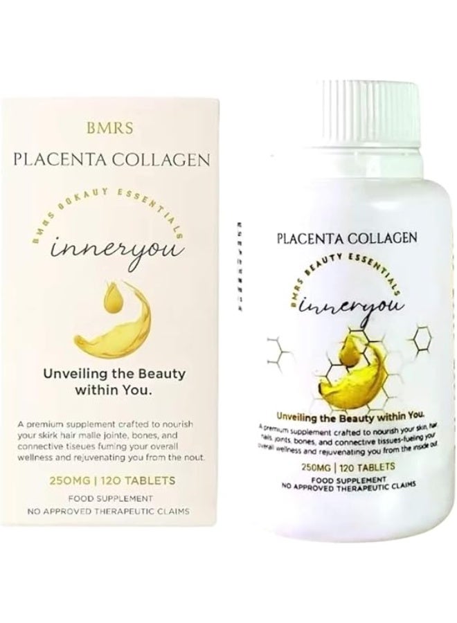 BMRS Beauty Essentials Inner You Placenta Collagen Food Supplement - 250mg, 120 Tablets - Image 1