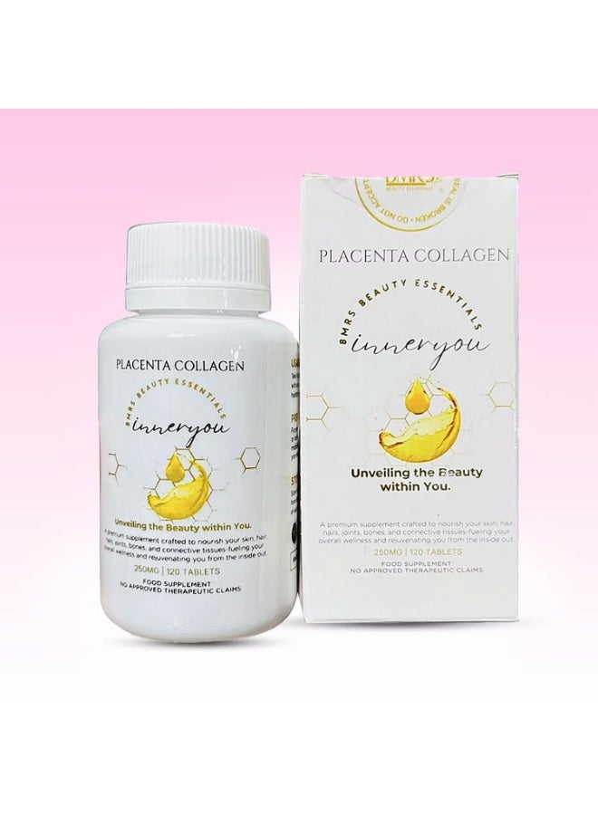 BMRS Beauty Essentials Inner You Placenta Collagen Food Supplement - 250mg, 120 Tablets - Image 2