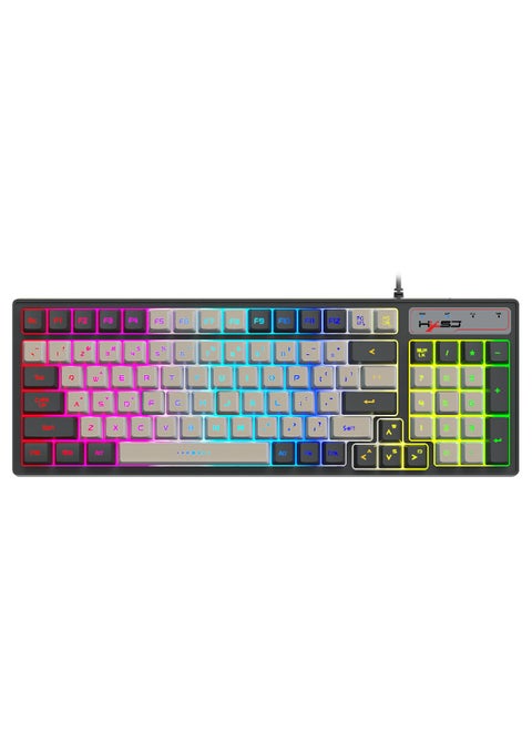 V600 Gaming Keyboard RGB Backlit Two Color Injection Molding Keycap Gray And Black Color Matching Wired Keyboard