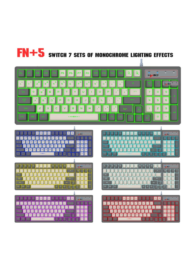 V600 Gaming Keyboard RGB Backlit Two Color Injection Molding Keycap Gray And Black Color Matching Wired Keyboard