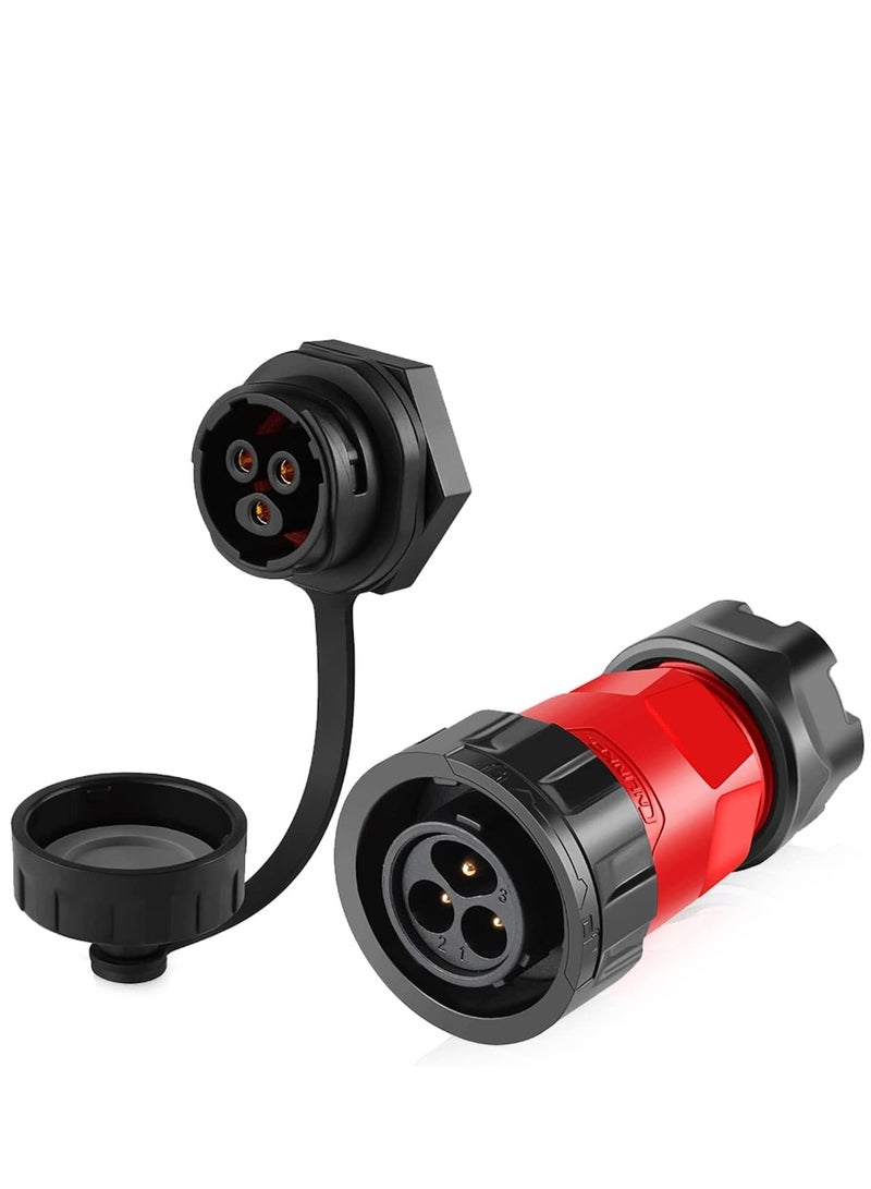 Excefore 3 Pin Waterproof Connector Industrial Power Circular Connector Aviation Cable Connector for Industrial Power Car and Other Indoor/Outdoor Male and Female Connectors - Image 1