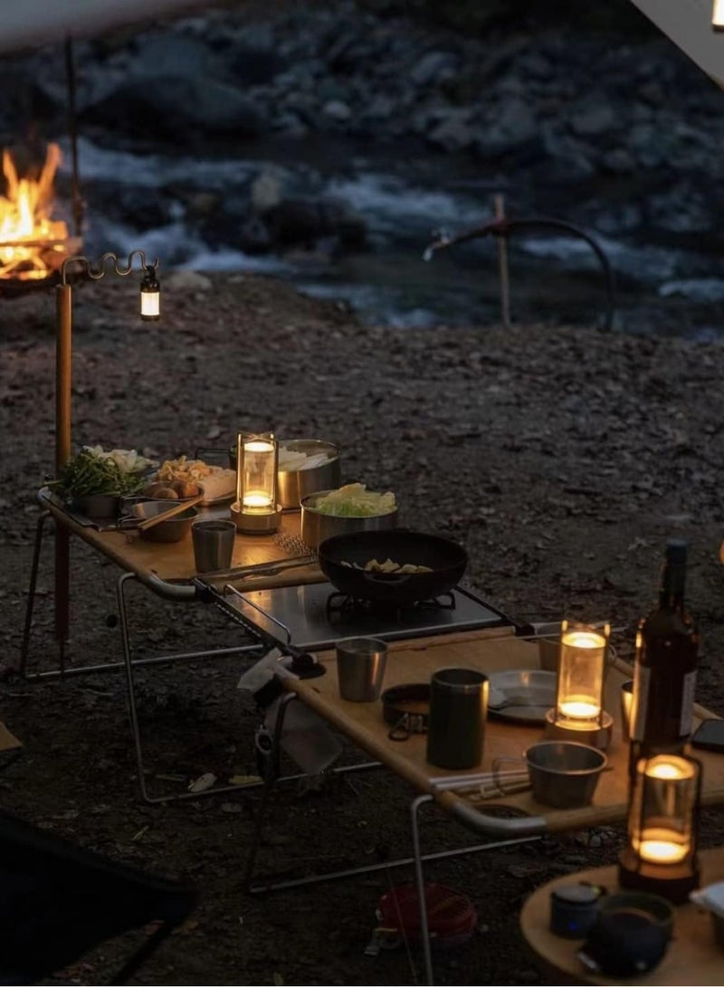 دامال مصباح طاولة معدني محمول باللمس، مصباح طاولة داخلي/خارجي، مصباح LED قابل للشحن بدون سلك بثلاث إضاءات، مناسب للمطاعم/غرف النوم/المقاهي/التخييم (ذهبي) - Image 2