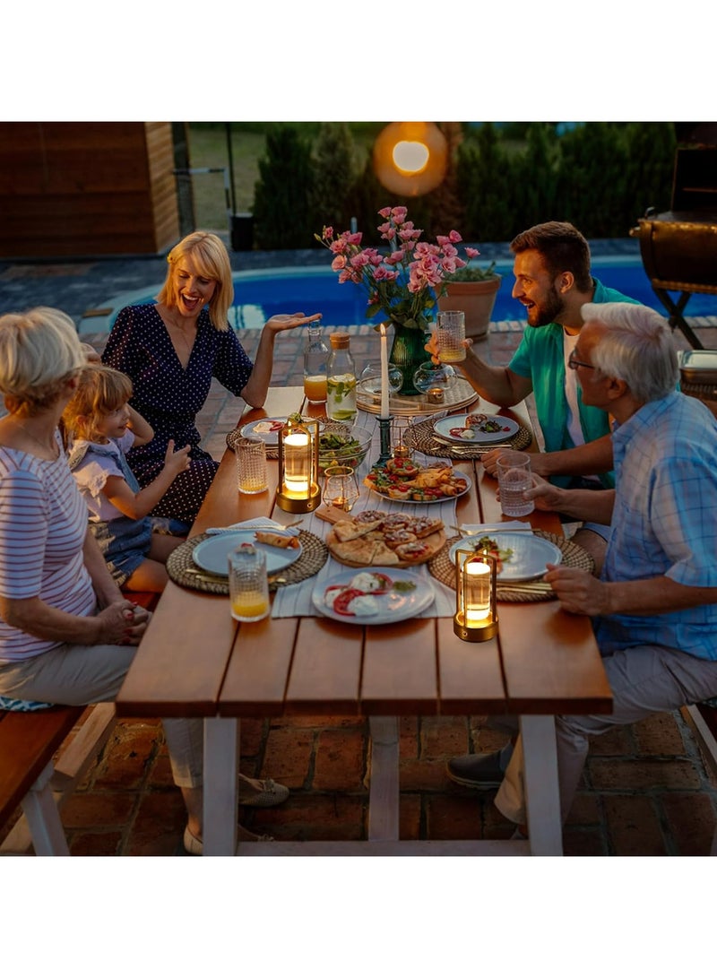 دامال مصباح طاولة معدني محمول باللمس، مصباح طاولة داخلي/خارجي، مصباح LED قابل للشحن بدون سلك بثلاث إضاءات، مناسب للمطاعم/غرف النوم/المقاهي/التخييم (ذهبي) - Image 5