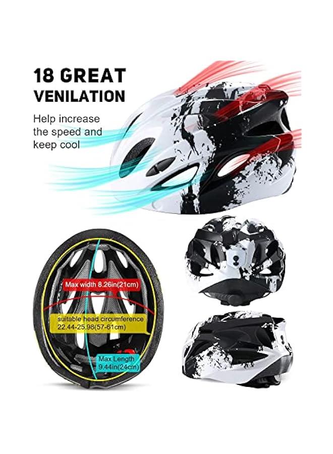 HOOKOR Bike Helmet for Men Women, Lightweight Cycle Helmet with LED Light Magnetic Goggle Sun Visor, Mountain&Road Bicycle Helmets for Adult Cycling Adjustable Size (Fits 57-62cm) - Image 4