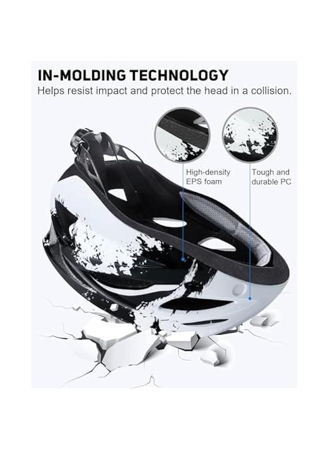 HOOKOR Bike Helmet for Men Women, Lightweight Cycle Helmet with LED Light Magnetic Goggle Sun Visor, Mountain&Road Bicycle Helmets for Adult Cycling Adjustable Size (Fits 57-62cm) - Image 5