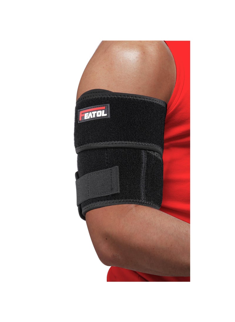 FEATOL - Bicep Tendonitis Brace Compression Sleeve Support, Upper Arm Brace Bicep Support Bands for Pain Relief, Muscle Strains and Inflammation, Tricep/Bicep Wrap for Men and Women - Image 1