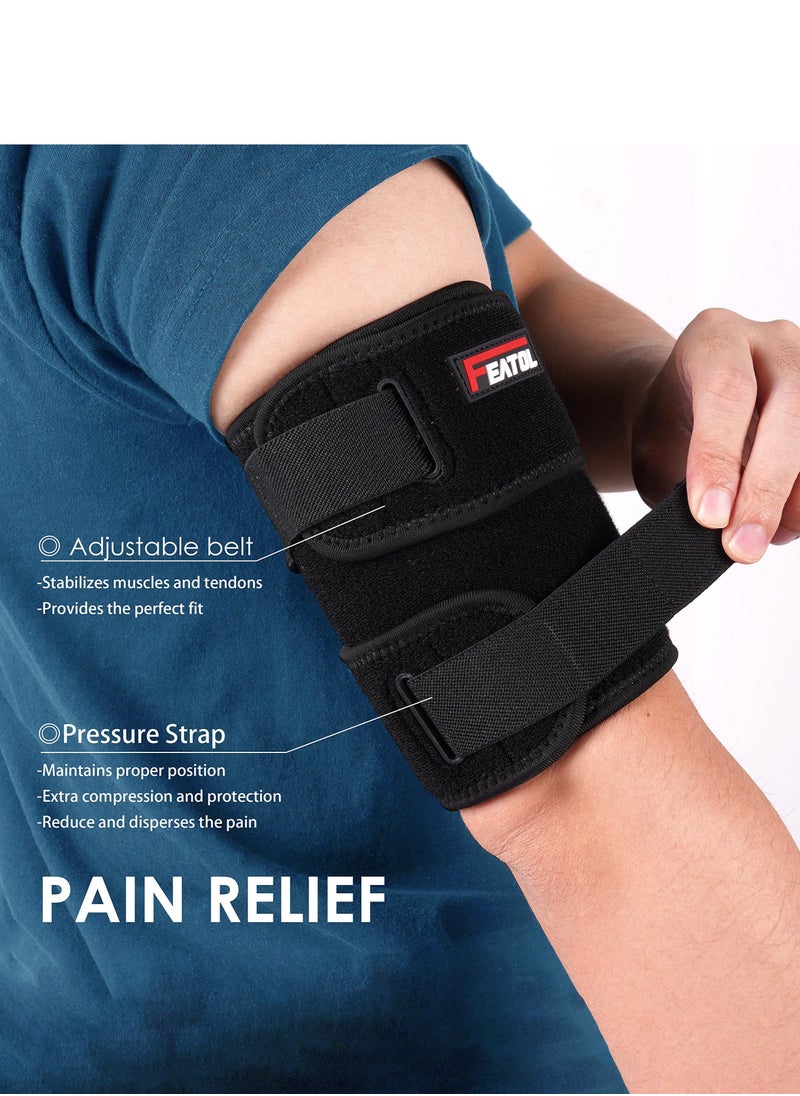 FEATOL - Bicep Tendonitis Brace Compression Sleeve Support, Upper Arm Brace Bicep Support Bands for Pain Relief, Muscle Strains and Inflammation, Tricep/Bicep Wrap for Men and Women - Image 1