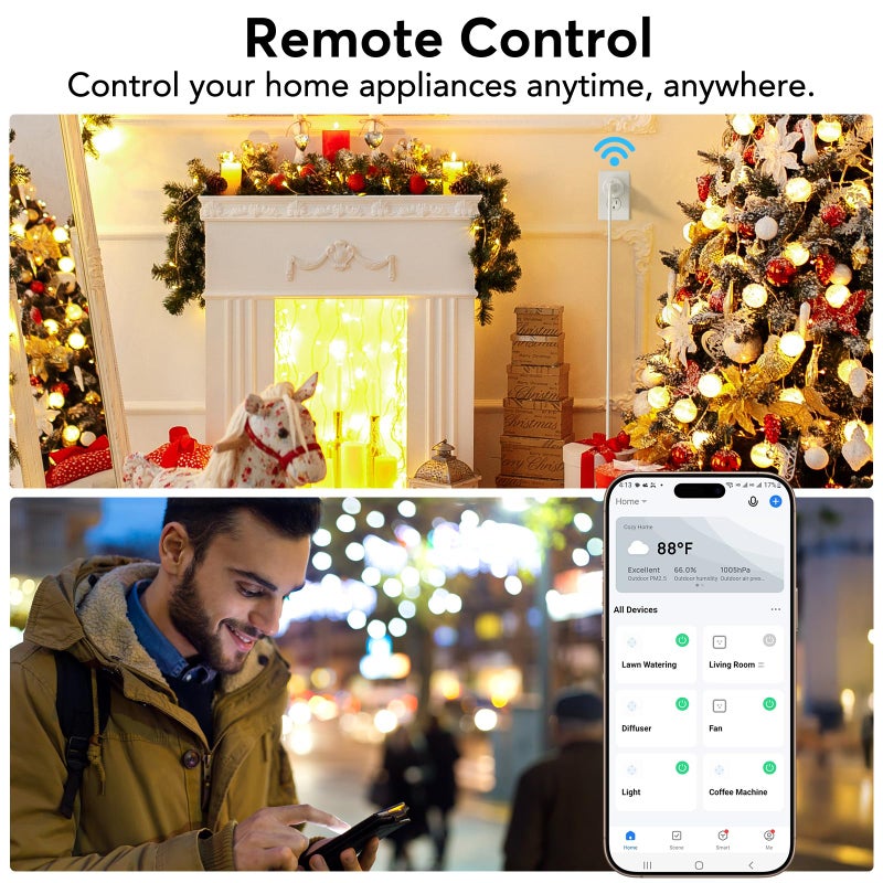 EIGHTREE Smart Plug, WiFi Outlet Works with Alexa & Google Home, Smart Home Socket with Remote Control & Timer Function, 2.4GHz WiFi Only, 4 Packs - Image 3