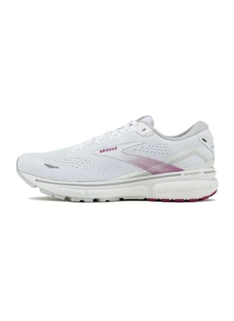 Brooks 【Back To School】Ghost 15 Cushioning Professional Men and Women  Running Shoes White/Pink  - Image 1