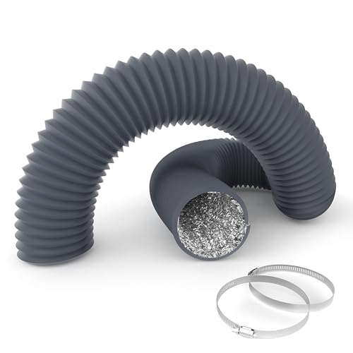 InfiniPower 3Inch Aluminum Ducting Dryer Vent Hose HeavyDuty ThreeLayer Protection 8Feet Long for Heating Cooling Ventilation and Exhaust Gray - Image 1