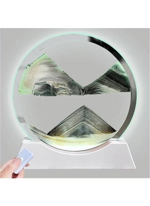 3 Color Changing Moving Sand Art Picture Round Glass 3D Deep Sea Sandscapes for Relaxing Desktop Decoration in Home Office