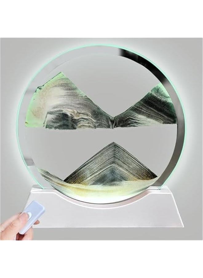 Arabest - 3 Color Changing Moving Sand Art Picture Round Glass 3D Deep Sea Sandscapes for Relaxing Desktop Decoration in Home Office - Image 1