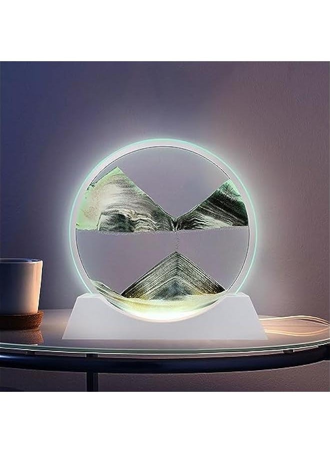 Arabest - 3 Color Changing Moving Sand Art Picture Round Glass 3D Deep Sea Sandscapes for Relaxing Desktop Decoration in Home Office - Image 1