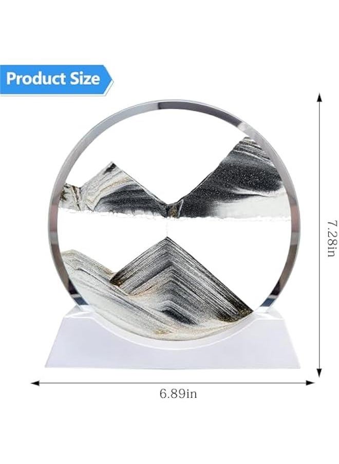 Arabest - 3 Color Changing Moving Sand Art Picture Round Glass 3D Deep Sea Sandscapes for Relaxing Desktop Decoration in Home Office - Image 1