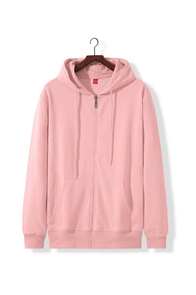 Thin Pure Cotton Large Terry Zipper Hooded Sweatshirt Custom Printed Logo Heavy Hoodie Loose Jacket Embroider - Image 4